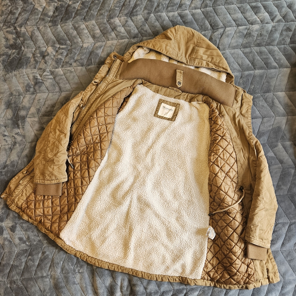 Bluenotes Tan and Brown Puffer Jacket Quilted Design